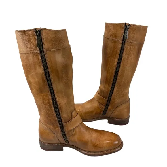 BED STU Gogo Lug Womens 7.5 Tan Rustic Tall Leather Boots Cobbler Series Moto