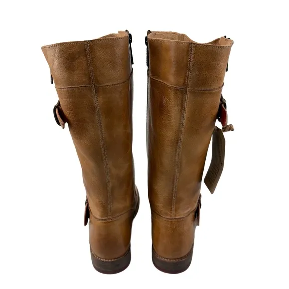 BED STU Gogo Lug Womens 7.5 Tan Rustic Tall Leather Boots Cobbler Series Moto