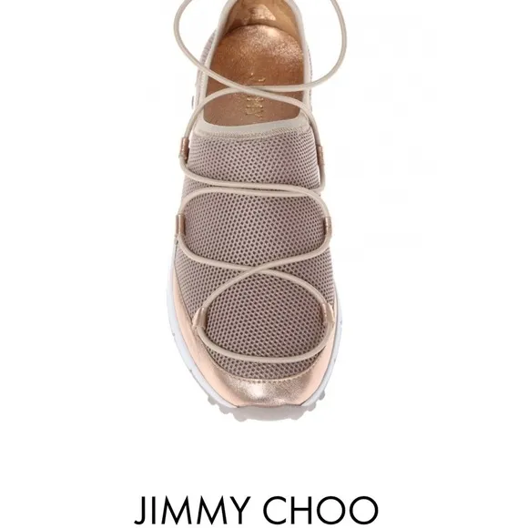 Beige Andrea shoes with metallic trim from Jimmy Choo.