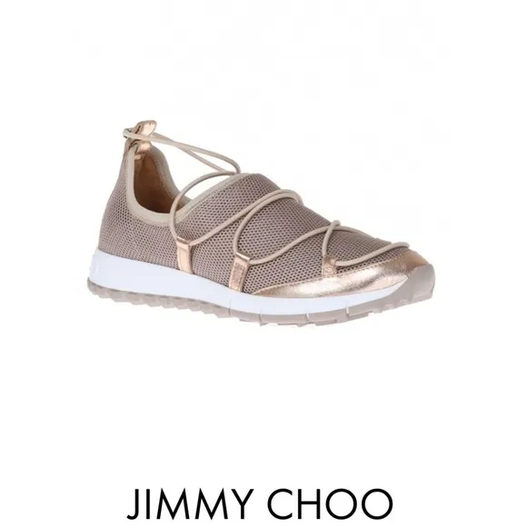 Beige Andrea shoes with metallic trim from Jimmy Choo.