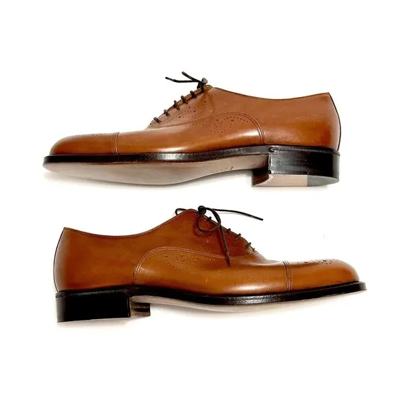 BELTRAMI Brown Oxford Tie Up Dress Shoe Shoes 7.5