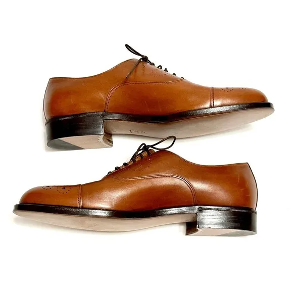 BELTRAMI Brown Oxford Tie Up Dress Shoe Shoes 7.5