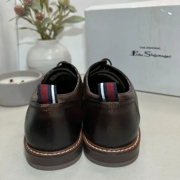 Ben Sherman Brent Oxford Lace Up Brown Leather Dress Shoes Men's US 13 NWB