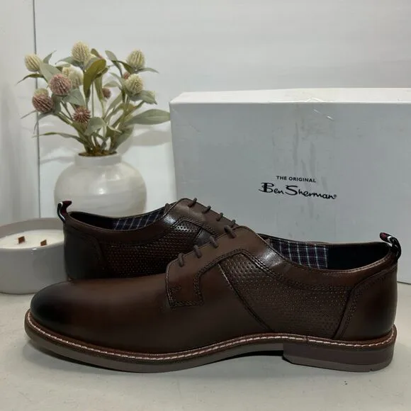 Ben Sherman Brent Oxford Lace Up Brown Leather Dress Shoes Men's US 13 NWB