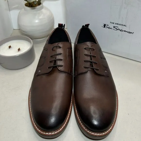Ben Sherman Brent Oxford Lace Up Brown Leather Dress Shoes Men's US 13 NWB