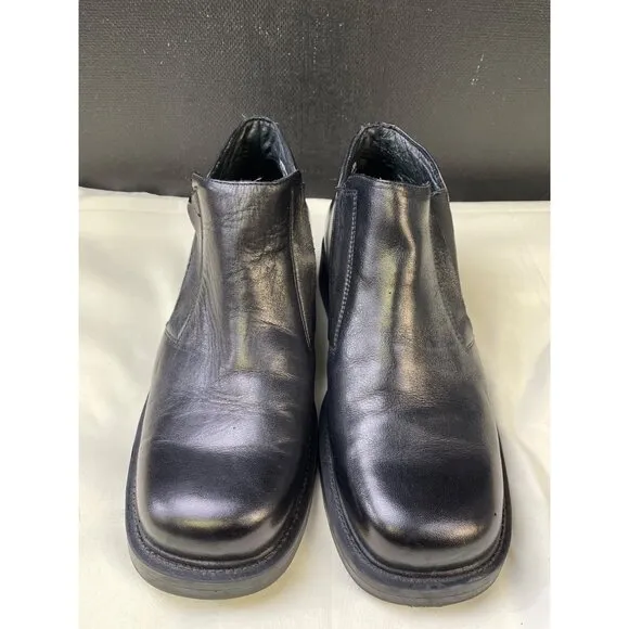 Bert Pulitzer Men's Black Leather Ankle Boots Slip on/ Shoes Size 9 SKU 6005
