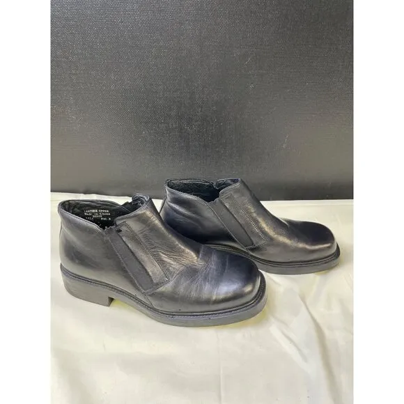 Bert Pulitzer Men's Black Leather Ankle Boots Slip on/ Shoes Size 9 SKU 6005