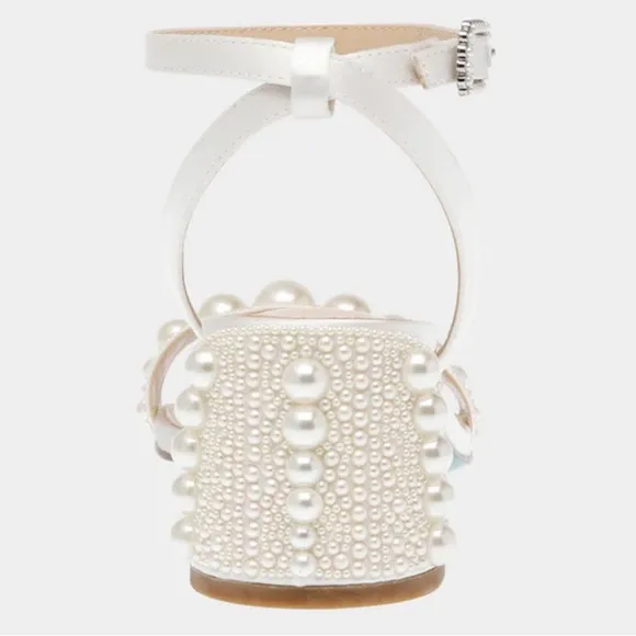 Betsey Johnson Tina Ivory Elegant White Pearl-Embellished Women's Sandals