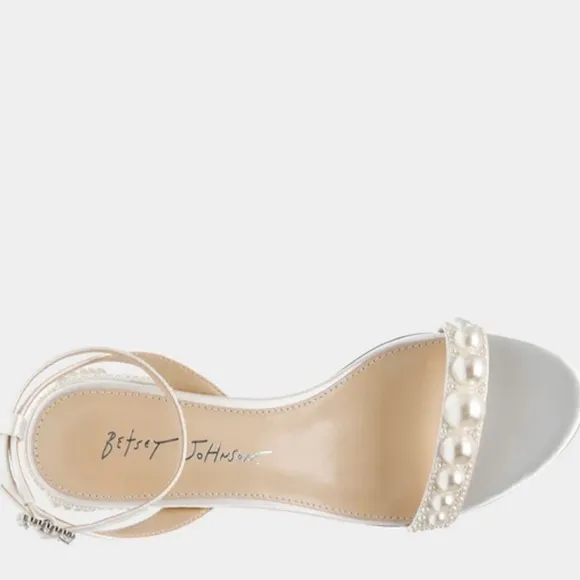 Betsey Johnson Tina Ivory Elegant White Pearl-Embellished Women's Sandals