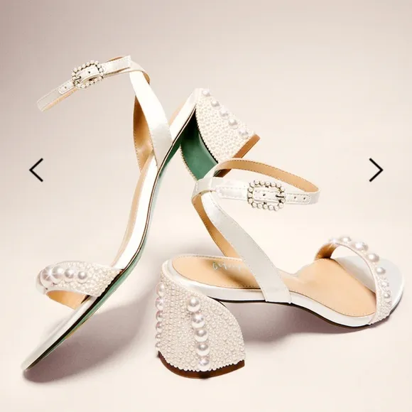 Betsey Johnson Tina Ivory Elegant White Pearl-Embellished Women's Sandals