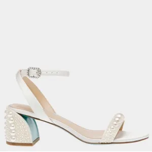 Betsey Johnson Tina Ivory Elegant White Pearl-Embellished Women's Sandals