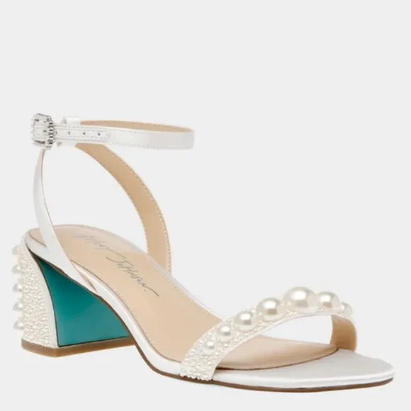 Betsey Johnson Tina Ivory Elegant White Pearl-Embellished Women's Sandals