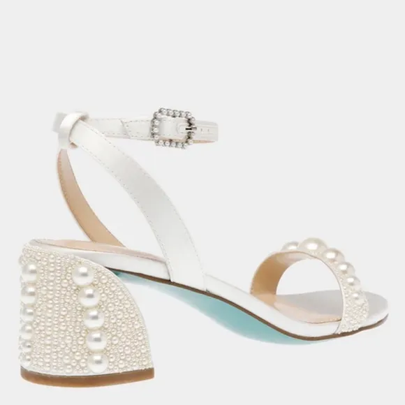 Betsey Johnson Tina Ivory Elegant White Pearl-Embellished Women's Sandals
