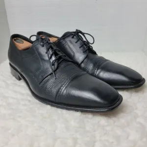 Bettaccini Oxford Men's Size 12 Cap Toe Black Leather Hand Made Dress Shoes 6901