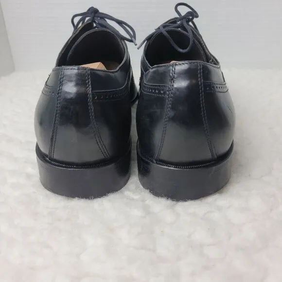 Bettaccini Oxford Men's Size 12 Cap Toe Black Leather Hand Made Dress Shoes 6901