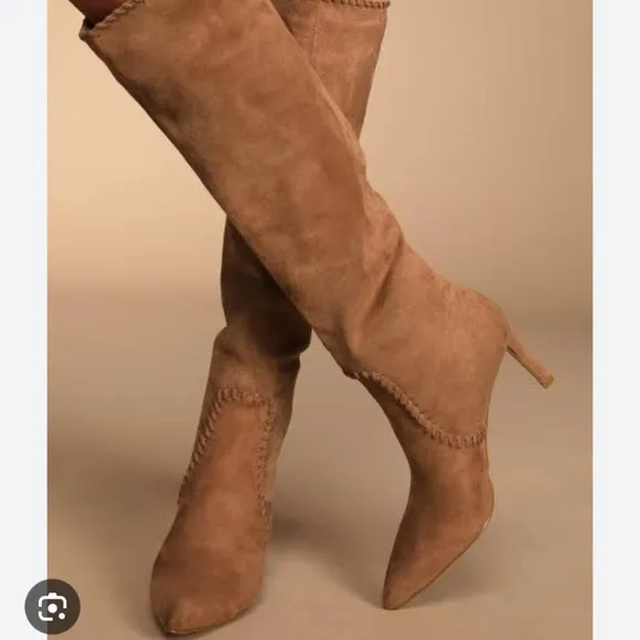 Billini Brielle Pecan Suede Knee-High Slip-On Boots