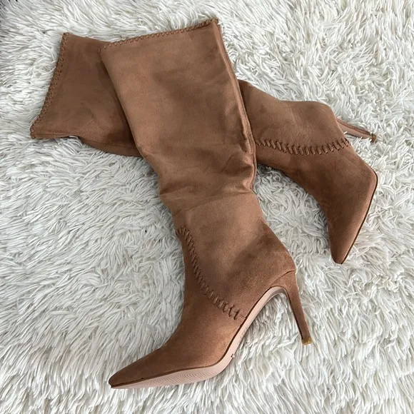 Billini Brielle Pecan Suede Knee-High Slip-On Boots