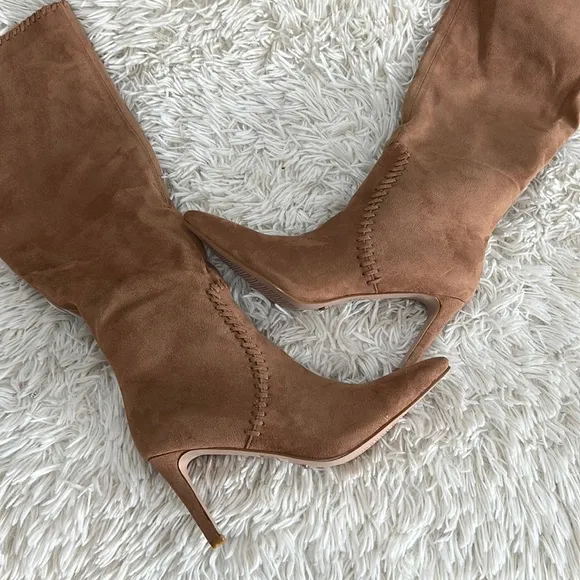 Billini Brielle Pecan Suede Knee-High Slip-On Boots