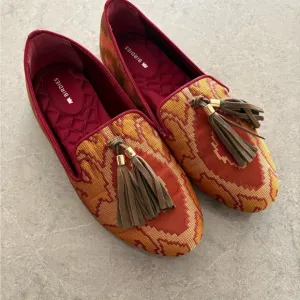 Birdies Burgundy Tassel Smoking Slippers