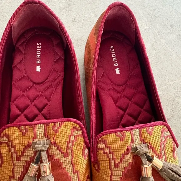 Birdies Burgundy Tassel Smoking Slippers
