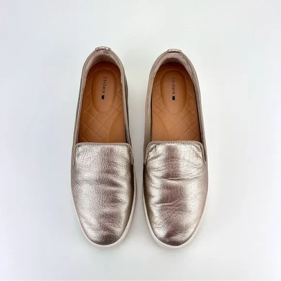 Birdies Swift Bronze/Gold Slip On Leather Sneakers Sz 7.5