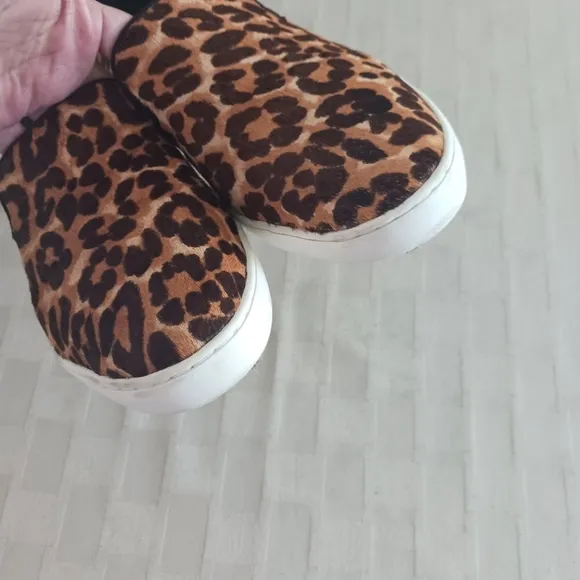 Birdies The Swift Leopard Print Calf Hair Slip On Sneakers