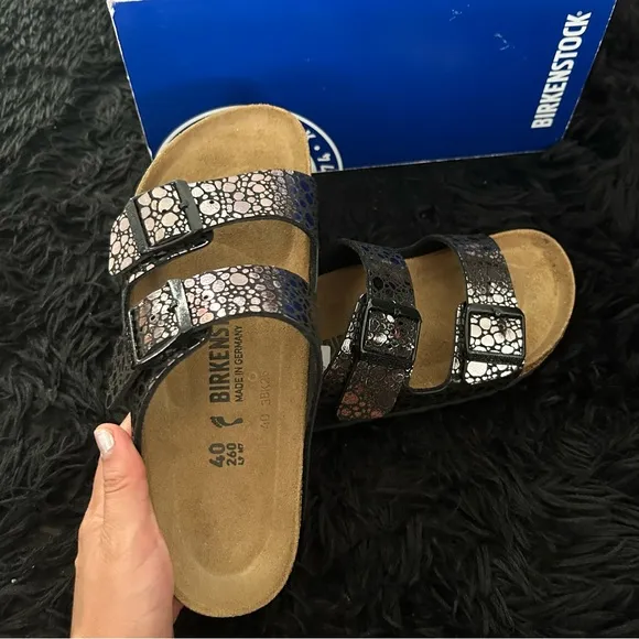 BIRKENSTOCK Arizona black metallic sandals shoes women’s eur 40 new
