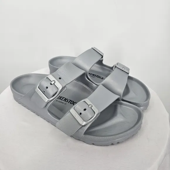 Birkenstock Arizona EVA Sandals Silver Metallic | Size 6 | Like New