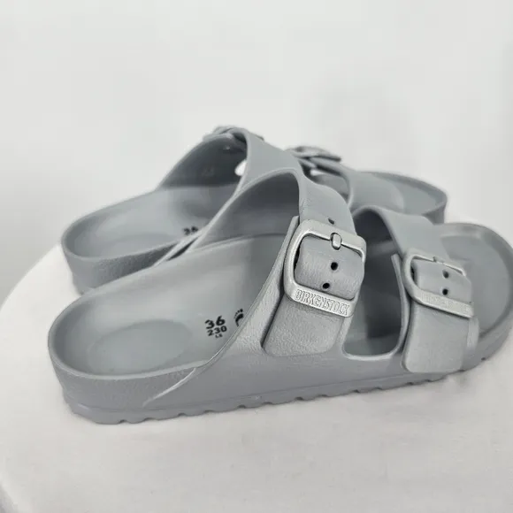 Birkenstock Arizona EVA Sandals Silver Metallic | Size 6 | Like New