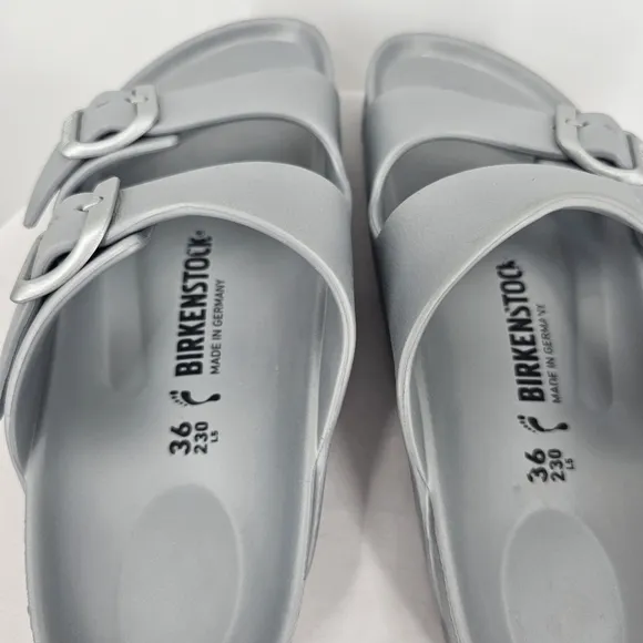 Birkenstock Arizona EVA Sandals Silver Metallic | Size 6 | Like New
