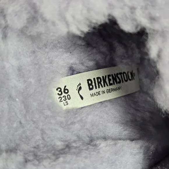 Birkenstock Arizona Shearling Womens 5 EU 36 Narrow Sandals Purple Brown