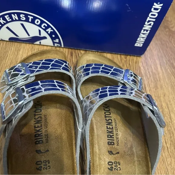 BIRKENSTOCK Arizona silver metallic sandals shoes women’s eur 40 new