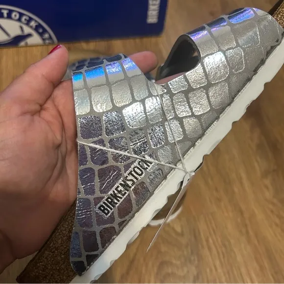 BIRKENSTOCK Arizona silver metallic sandals shoes women’s eur 40 new