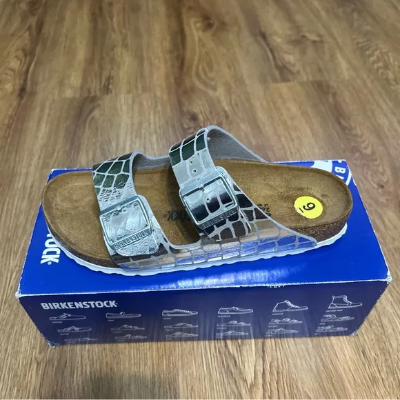 BIRKENSTOCK Arizona silver metallic sandals shoes women’s eur 40 new
