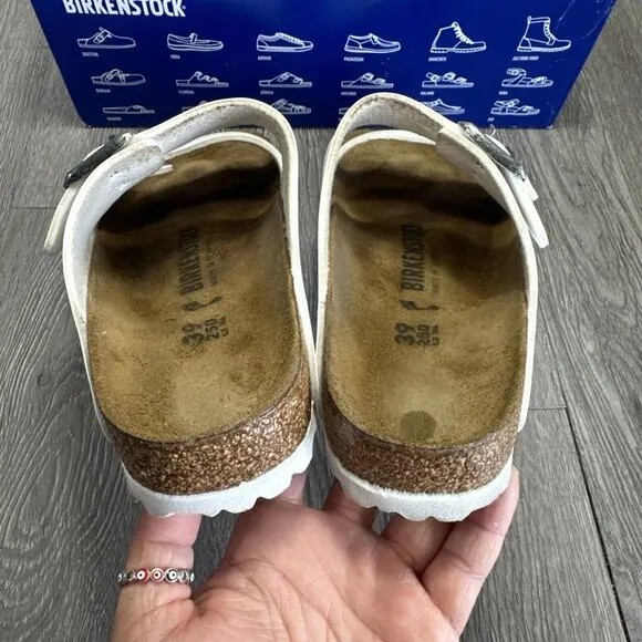 Birkenstock Arizona White Leather Sandals Women’s Size 8 Narrow / 39 Shoes