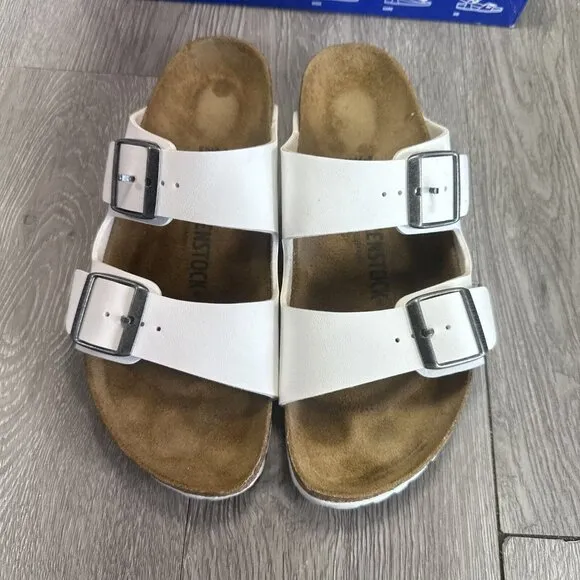 Birkenstock Arizona White Leather Sandals Women’s Size 8 Narrow / 39 Shoes
