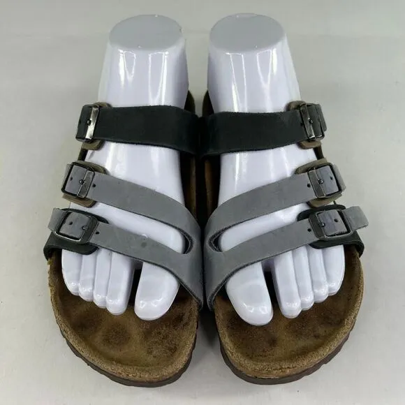 Birkenstock Florida Gray/Black Triple Strap Sandals Size 37 Women's Slide Shoes