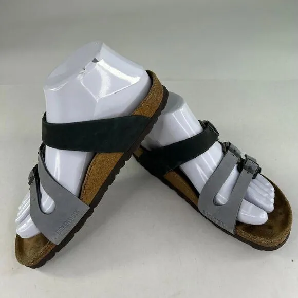 Birkenstock Florida Gray/Black Triple Strap Sandals Size 37 Women's Slide Shoes