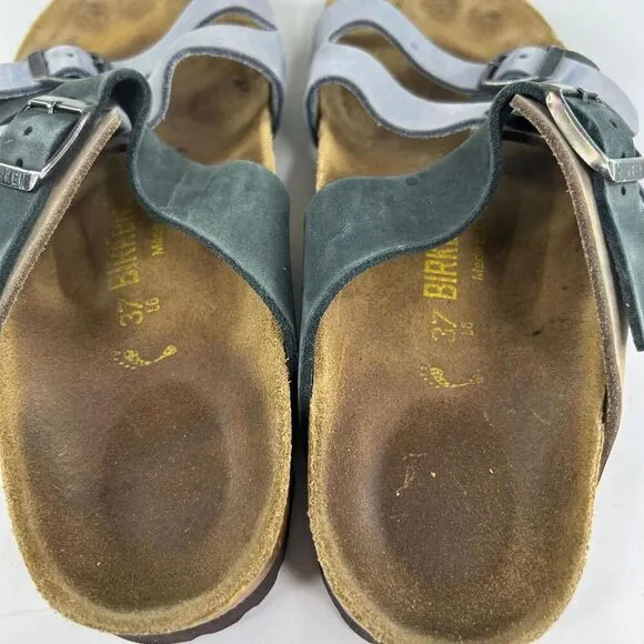 Birkenstock Florida Gray/Black Triple Strap Sandals Size 37 Women's Slide Shoes