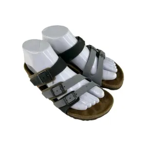 Birkenstock Florida Gray/Black Triple Strap Sandals Size 37 Women's Slide Shoes