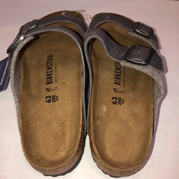 Birkenstock Grey Leather/Felt MENS Arizona Sandals Shoes sz 10/43