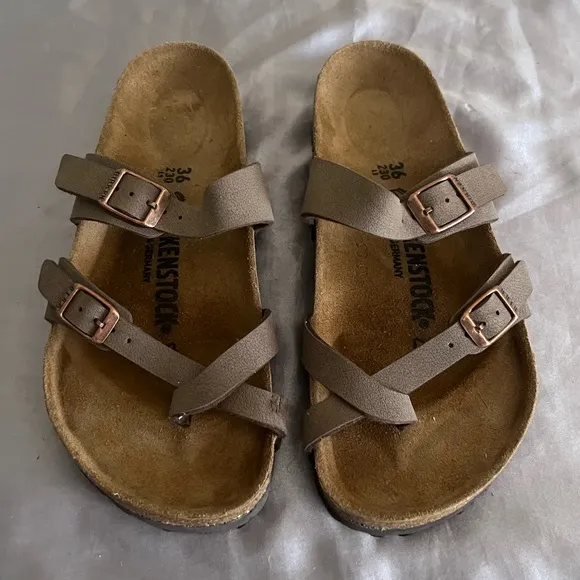 Birkenstock Mayari Brown Leather Sandal Shoes 36