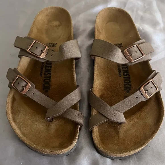 Birkenstock Mayari Brown Leather Sandal Shoes 36
