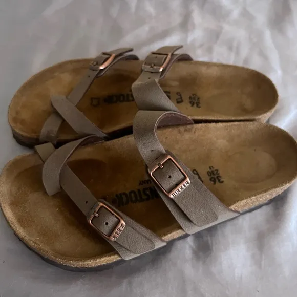 Birkenstock Mayari Brown Leather Sandal Shoes 36