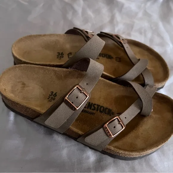 Birkenstock Mayari Brown Leather Sandal Shoes 36