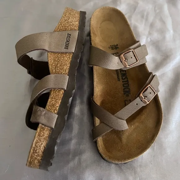 Birkenstock Mayari Brown Leather Sandal Shoes 36