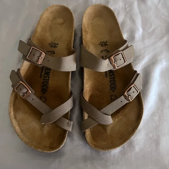 Birkenstock Mayari Brown Leather Sandal Shoes 36