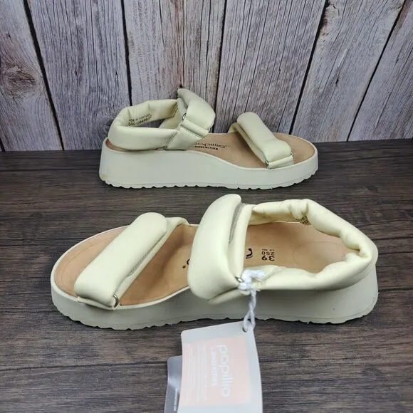 Birkenstock Papillio Theda Leather Wedge Sandals Women's Sz 8 N ECRU (NWT/NWD)