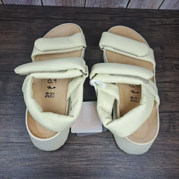 Birkenstock Papillio Theda Leather Wedge Sandals Women's Sz 8 N ECRU (NWT/NWD)