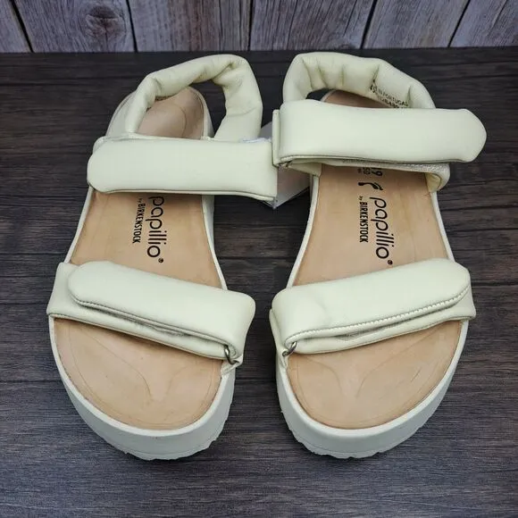Birkenstock Papillio Theda Leather Wedge Sandals Women's Sz 8 N ECRU (NWT/NWD)